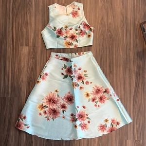 F21 formal 2 piece midi skirt & crop top